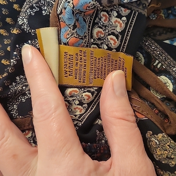 WRANGLER Faux Suede Floral Handkerchief Lace-up Sleeveless Slip Western Top - Picture 9 of 9